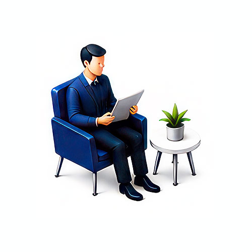 Logo of person in a chair