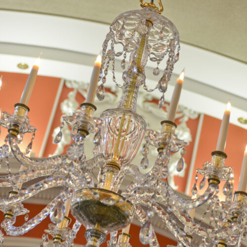 A beautiful Chandelier in the Plumb Auditorium at Christ's College, Cambridge