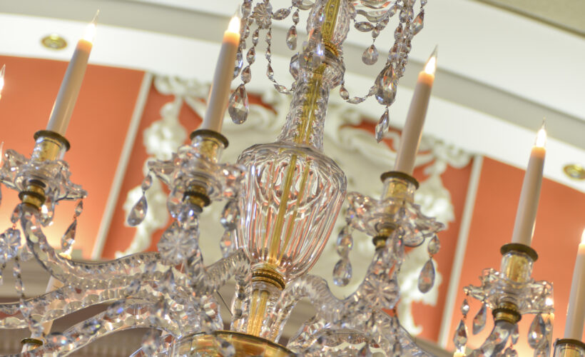 A beautiful Chandelier in the Plumb Auditorium at Christ's College, Cambridge