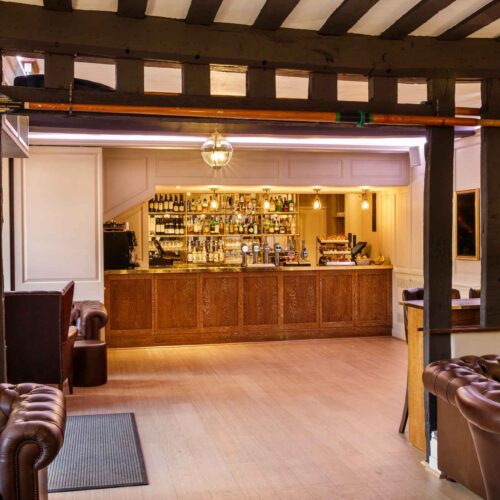 Interior of the Buttery at Christ’s College, Cambridge, with a serving counter for drinks and light meals.