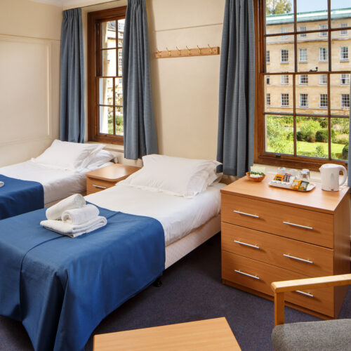Twin room non ensuite bedroom at Christ's College, Cambridge