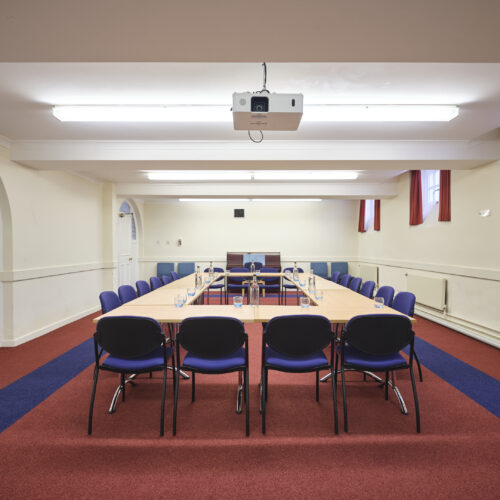 The Amenity Room at Christ’s College, Cambridge, arranged for a meeting or workshop featuring flexible seating and a spacious layout suitable for small group events. This space is an ideal training room in cambridge