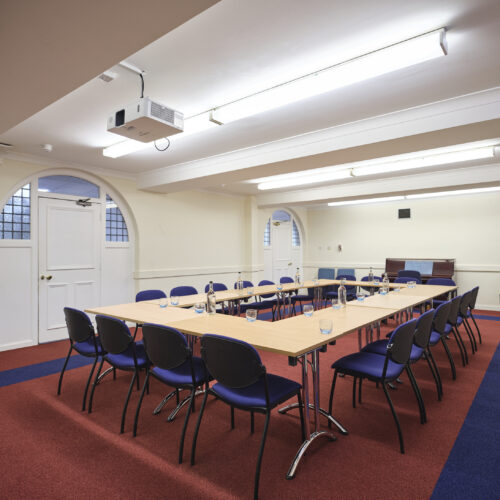 The Amenity Room at Christ’s College, Cambridge, arranged for a meeting or workshop featuring flexible seating and a spacious layout suitable for small group events. An ideal training room in Cambridge