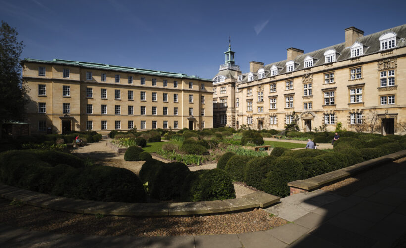Third Court at Christ's College Cambridge with the sun shining on beautiful buildings. An ideal spot to connect and relax in after an event.