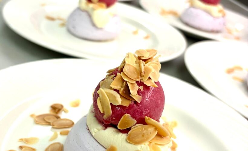 Cherry and Almond Pavlova